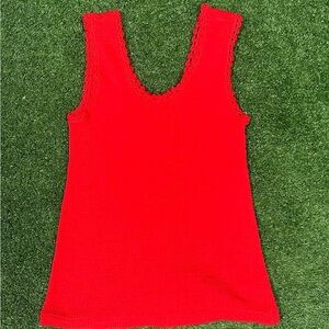 Red Sleeveless Knit Top